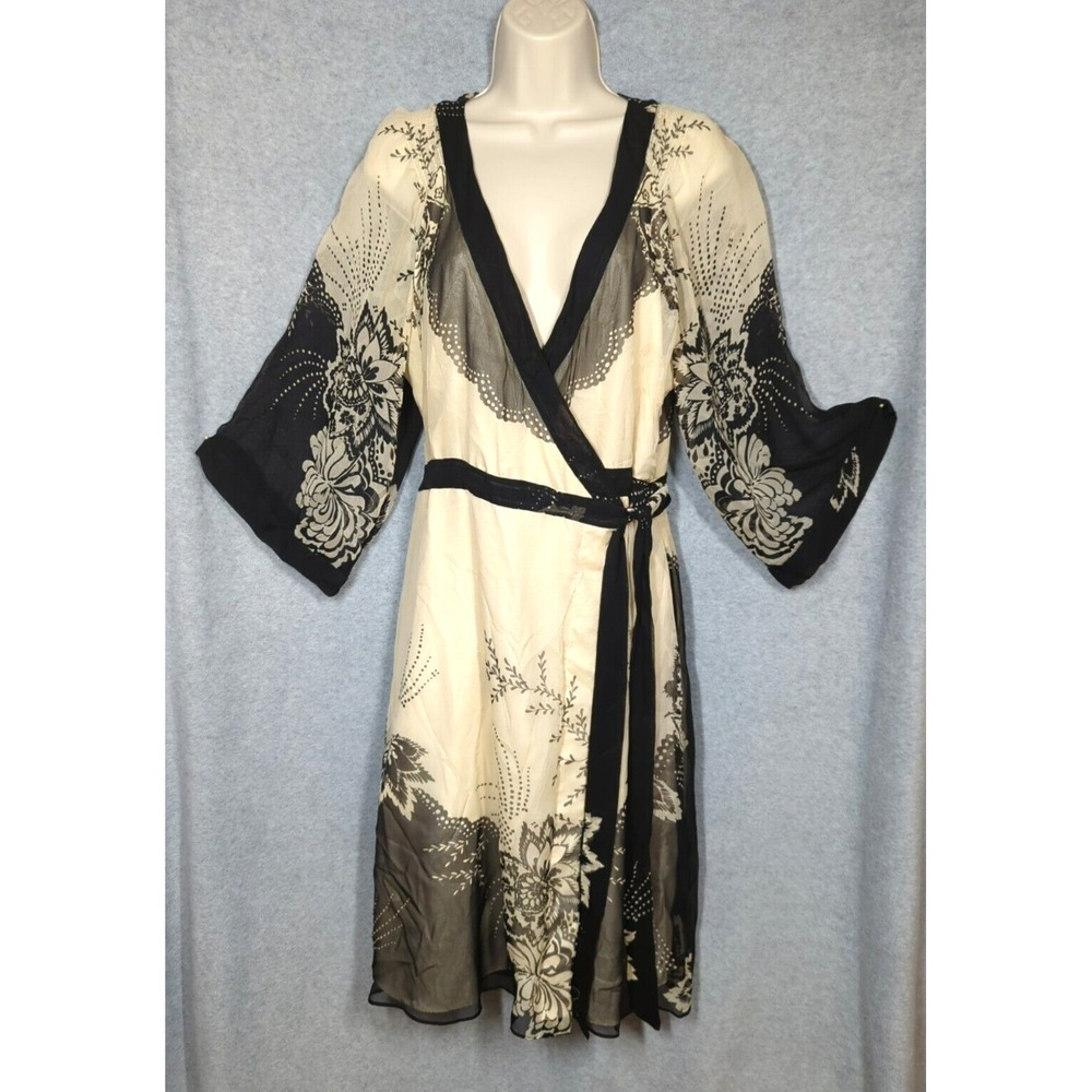 Vintage ECI New York Silk Dress SZ 10 Kimono Wrap Dress Lined Fairy Inspired